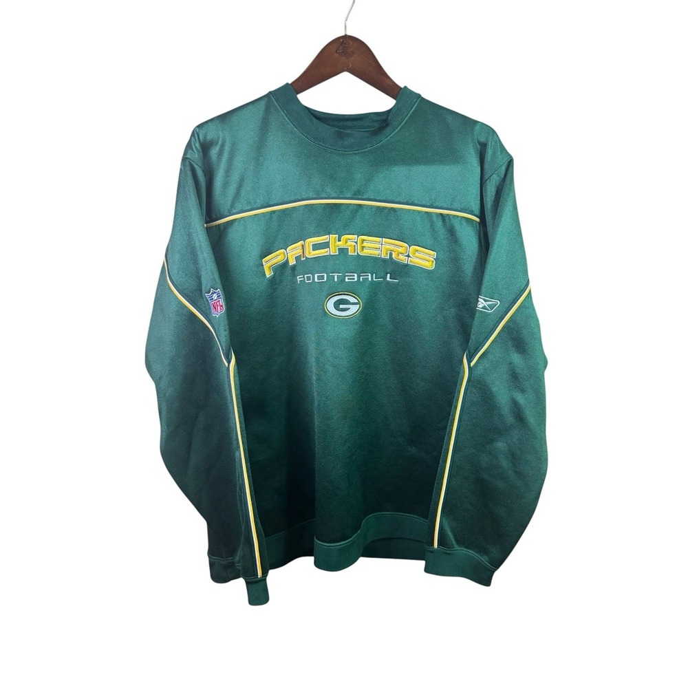 Vintage Green Bay‎ Packers NFL Reebok Sweater Large Embroidered Sweatshirt Y2K